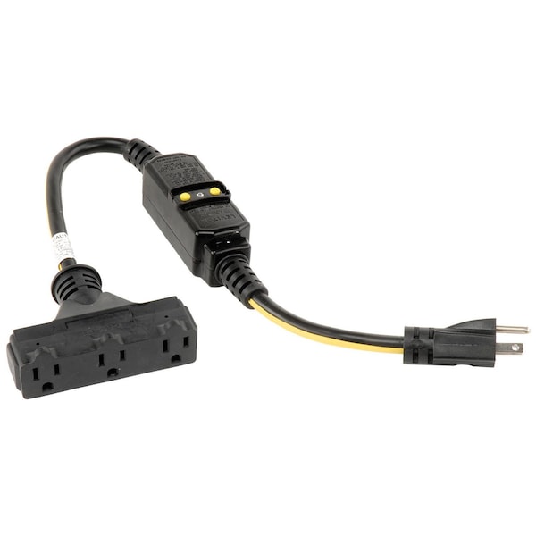 U.S. Wire & Cable SJTW GFCI Extension Cord, 12 AWG, Indoor/Outdoor, 12/3, 3 Outlets, Yellow, 2 ft 04-00105 - main